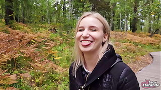 Walking with my stepsister in the forest park. Sex blog, Live video. - POV
